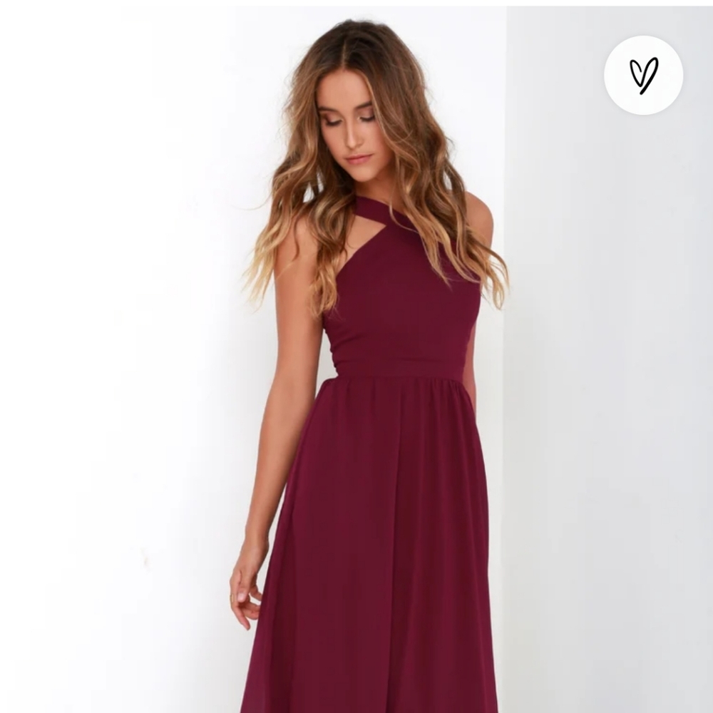 Lulu's Air of Romance Burgundy Maxi Dress